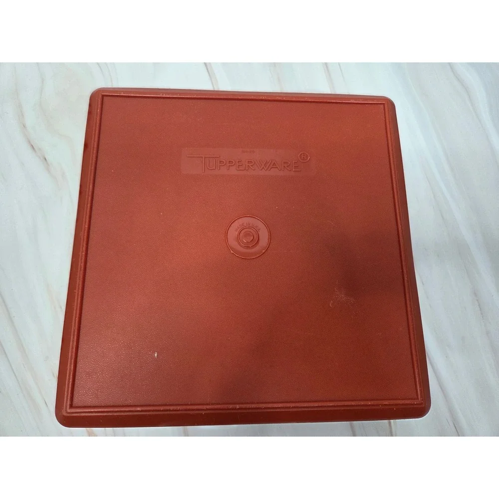 Vintage Tupperware Square Storage Container 811-20 Burnt Orange with Lid USA